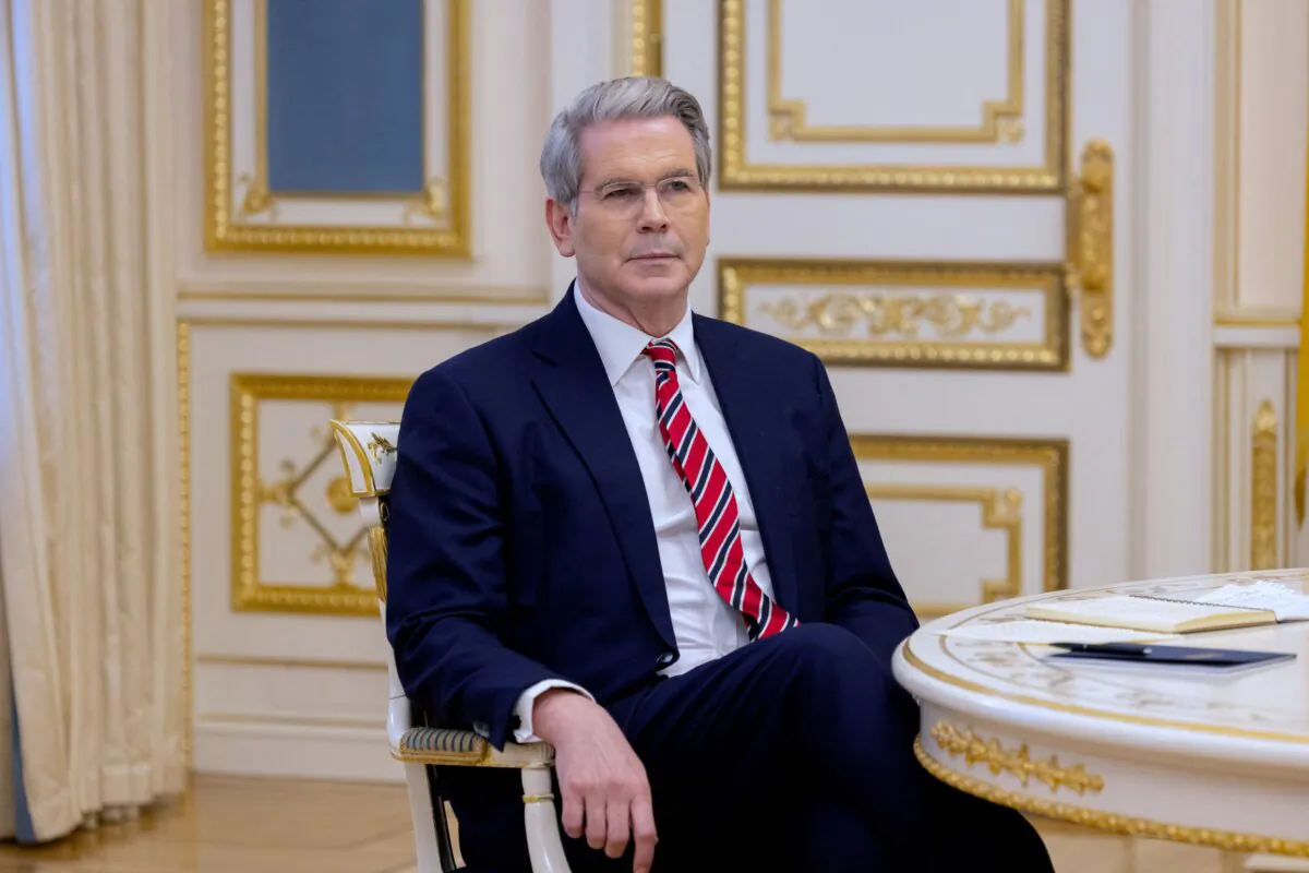 U.S. Secretary of Treasury Scott Bessent attends a meeting with Ukraine's president in Kyiv on Feb. 12, 2025. (Tetiana Dzhafarova/AFP via Getty Images)