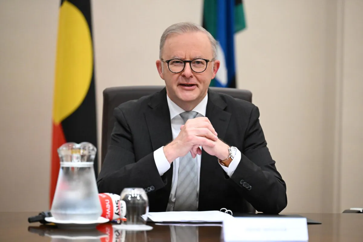 Australian Prime Minister Anthony Albanese during a Cabinet meeting Melbourne, Australia on Feb. 24, 2025. (AAP Image/James Ross) 
