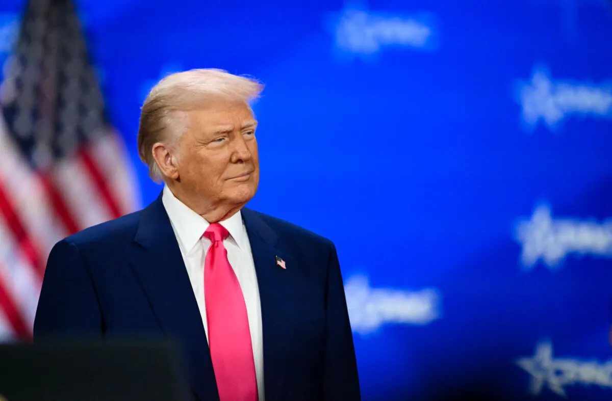 President Donald Trump arrives to speak at the annual Conservative Political Action Conference at the Gaylord National Resort & Convention Center at National Harbor in Oxon Hill, Md., on Feb. 22, 2025. (Alex Wroblewski/AFP via Getty Images)