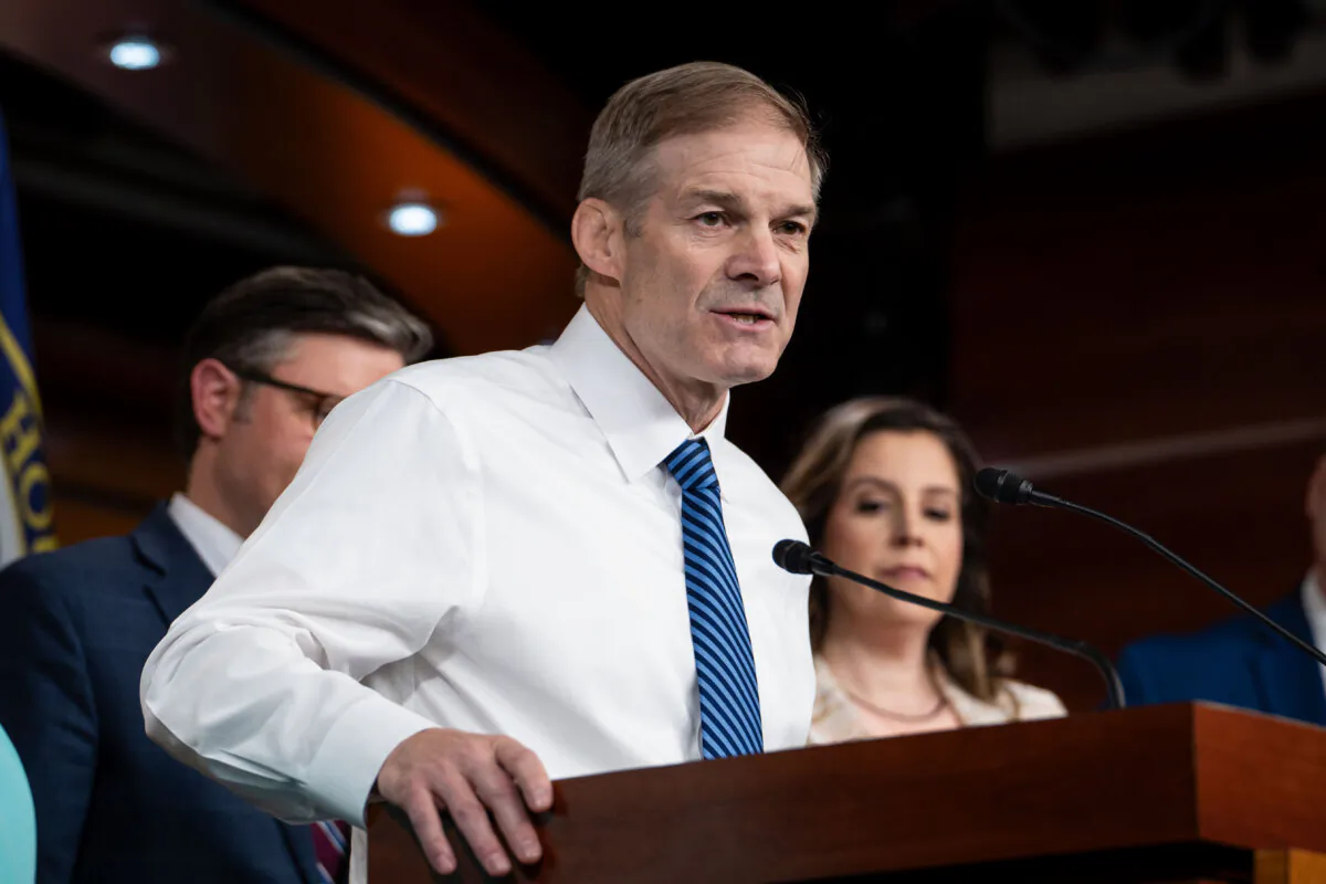 Rep. Jim Jordan (R-Ohio) speaks during a press conference in the U.S. Capitol in Washington on April 30, 2024. (Madalina Vasiliu/The Epoch Times)
