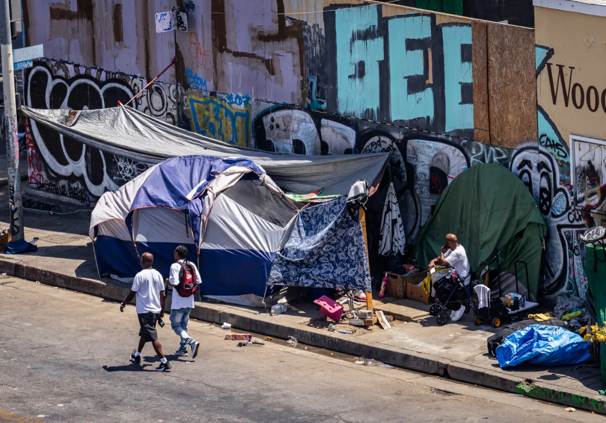 A homeless encampment in Los Angeles on Aug. 7, 2024. (John Fredricks/The Epoch Times)