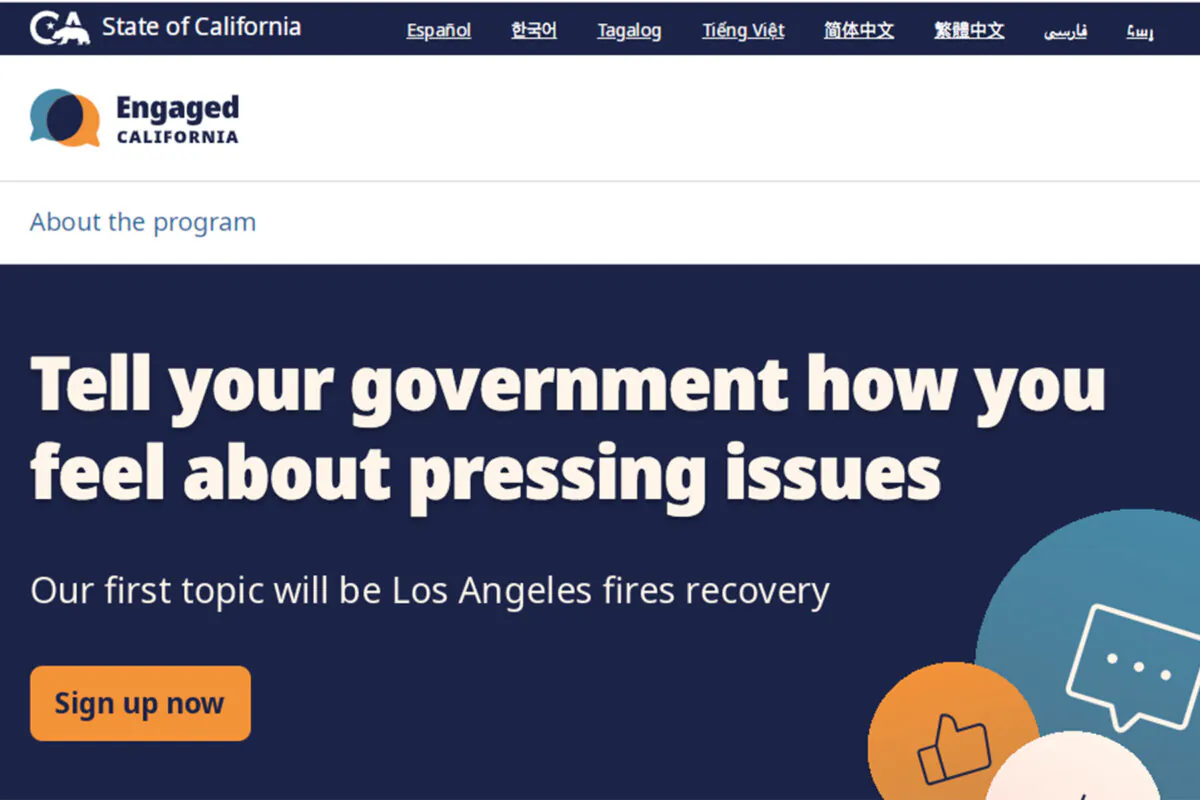 The Engaged California website. (Engaged.ca.gov/Screenshot via The Epoch Times)