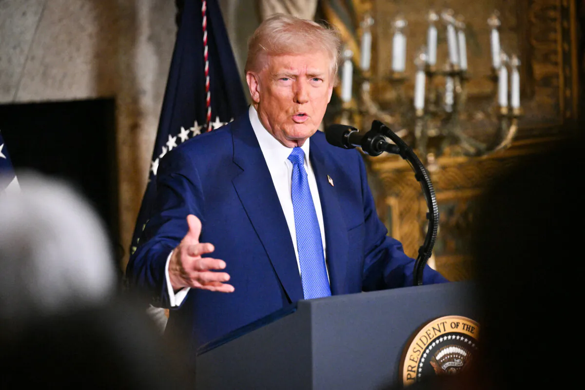 US President Donald Trump speaks during signing of executive orders at his Mar-a-Lago resort in Palm Beach, Florida, on February 18, 2025. (Photo by ROBERTO SCHMIDT / AFP) (Photo by ROBERTO SCHMIDT/AFP via Getty Images)