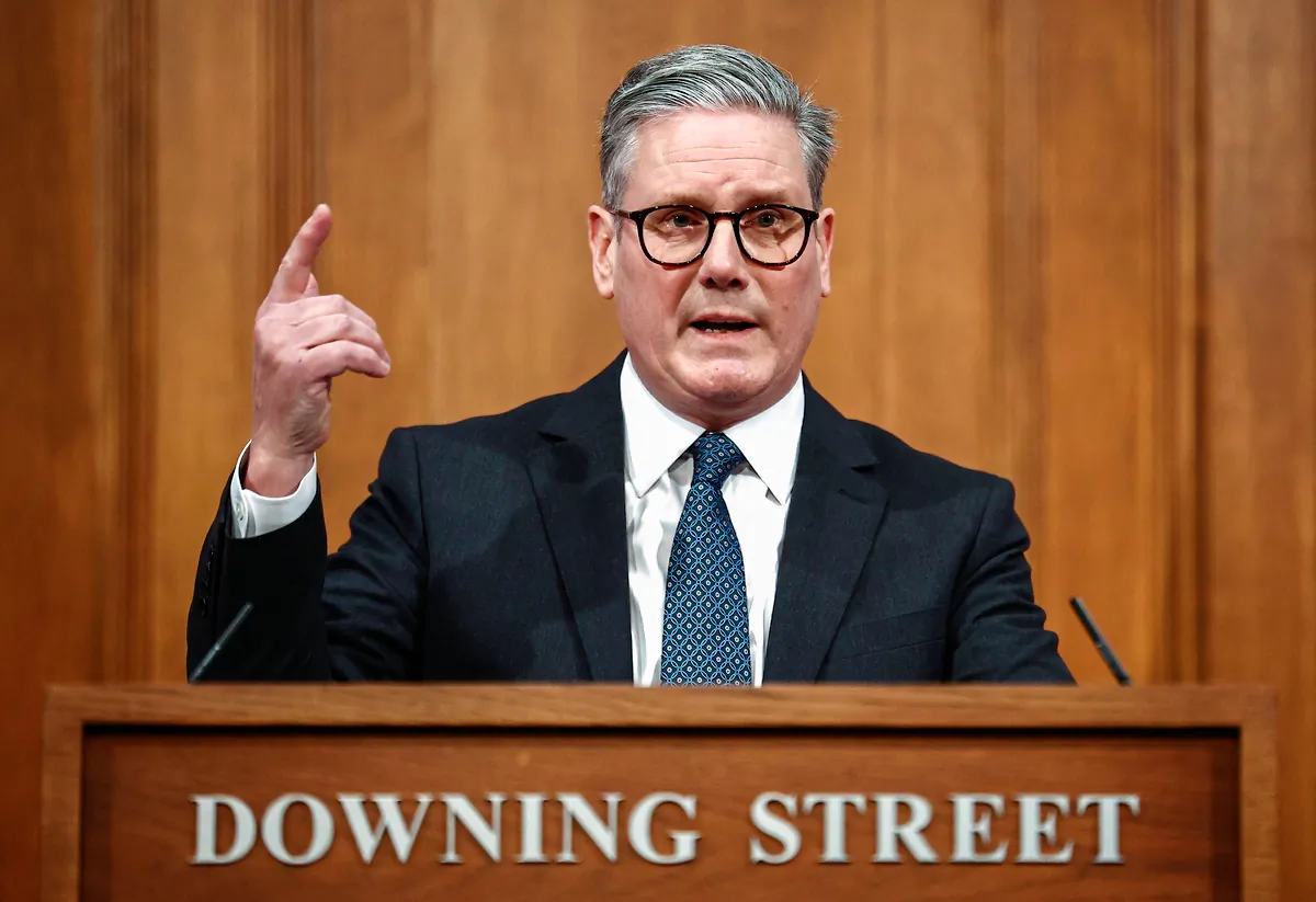 British Prime Minister Sir Keir Starmer speaks during a press conference at the Downing Street Briefing Room, in London, on Jan. 21, 2025. (Henry Nicholls/WPA Pool/Getty Images)