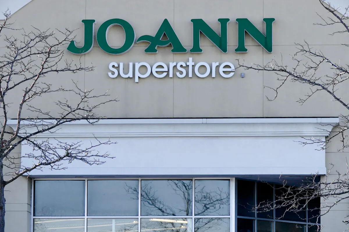 A logo sign outside of a Joann retail store is seen in Arlington Heights, Ill., on Jan. 15, 2025. (Nam Y. Huh/AP Photo)
