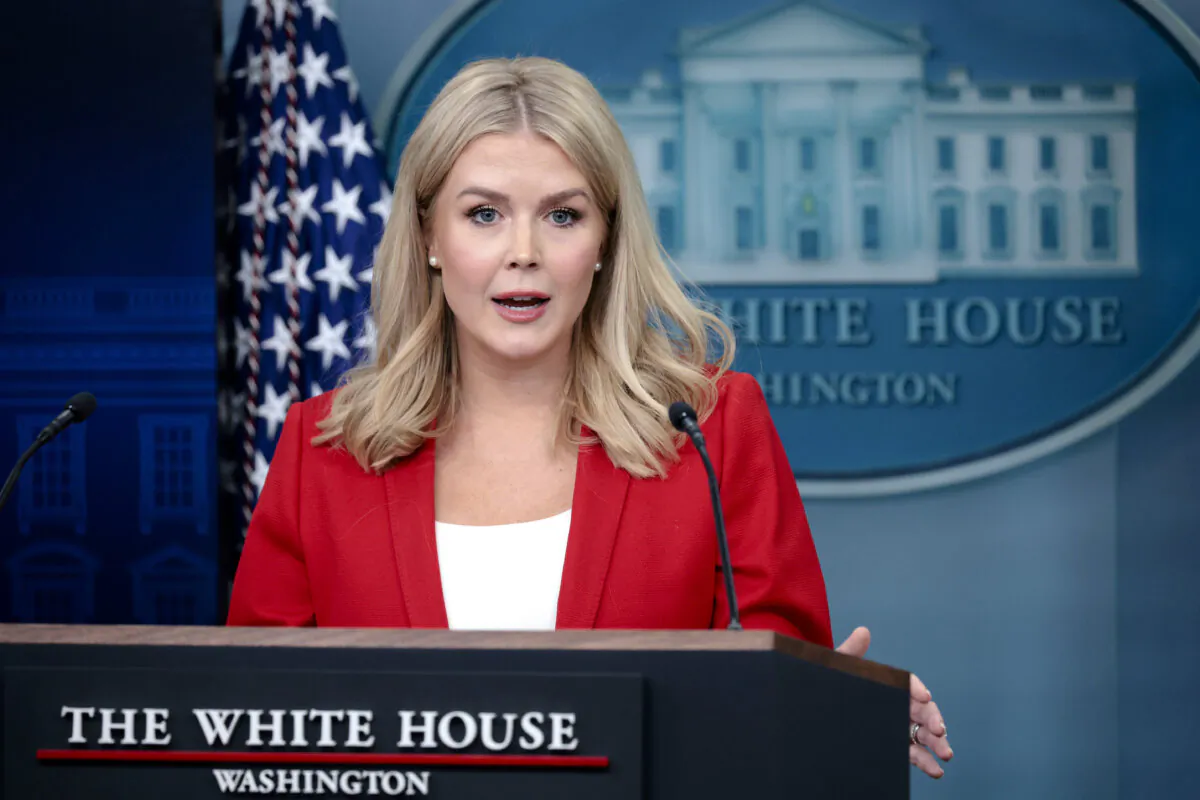 White House Press Secretary Karoline Leavitt speaks at the James Brady Press Briefing Room of the White House on Feb. 25, 2025. (Alex Wong/Getty Images)