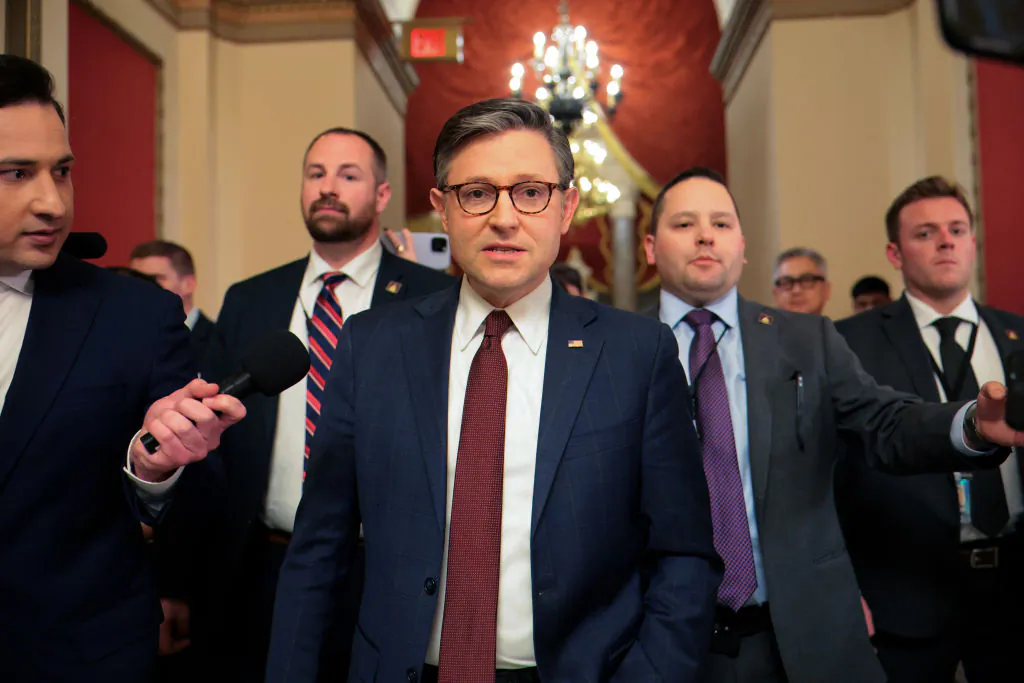 Speaker of the House Mike Johnson (R-La.) in Washington on Feb. 25, 2025. (Kayla Bartkowski/Getty Images)