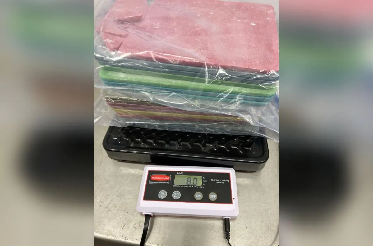 Eight kilograms of fentanyl are shown after being seized by Saskatchewan RCMP and provincial highway patrol officers during a traffic stop near Swift Current on Jan. 28, 2025. (RCMP handout photo)