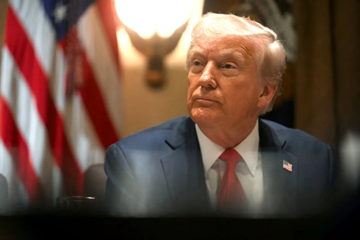 President Donald Trump speaks during a cabinet meeting at the White House on Feb. 26, 2025. (Jim Watson/AFP via Getty Images)