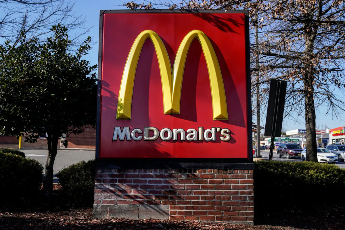 The McDonald's logo at a restaurant in Arlington, Va., on Jan. 27, 2022. (Joshua Roberts/Reuters)