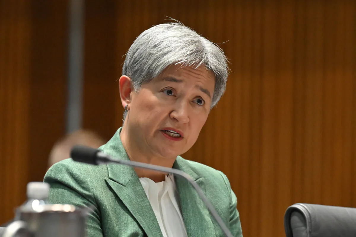 Minister for Foreign Affairs Penny Wong during Senate Estimates at Parliament House in Canberra, Australia on Feb. 27, 2025. (AAP Image/Mick Tsikas) 