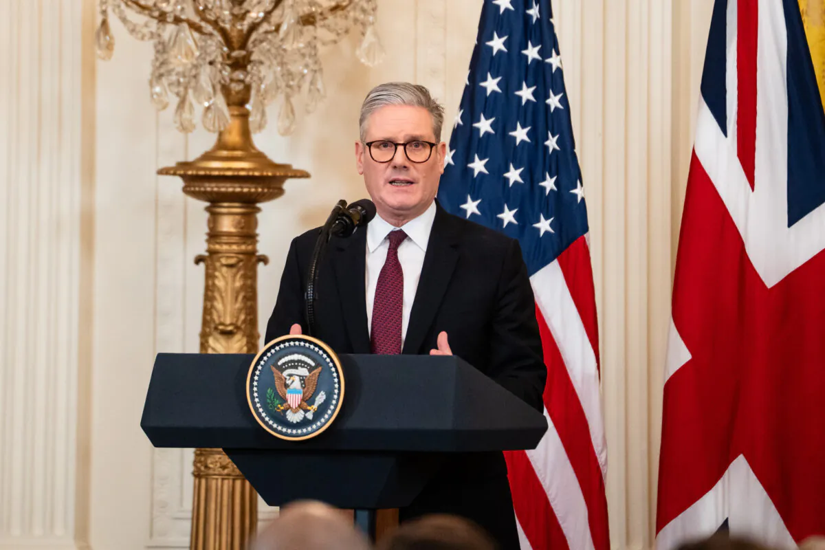 UK Prime Minister Sir Keir Starmer speaks during a joint press conference with U.S. President Donald Trump at the White House in Washington on Feb. 27, 2025. (Madalina Vasiliu/The Epoch Times)