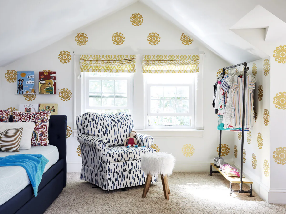 The so-called clothes chair functions as a landing zone for clean laundry before it’s put away. (Brie Williams/Dotdash Meredith/TCA)