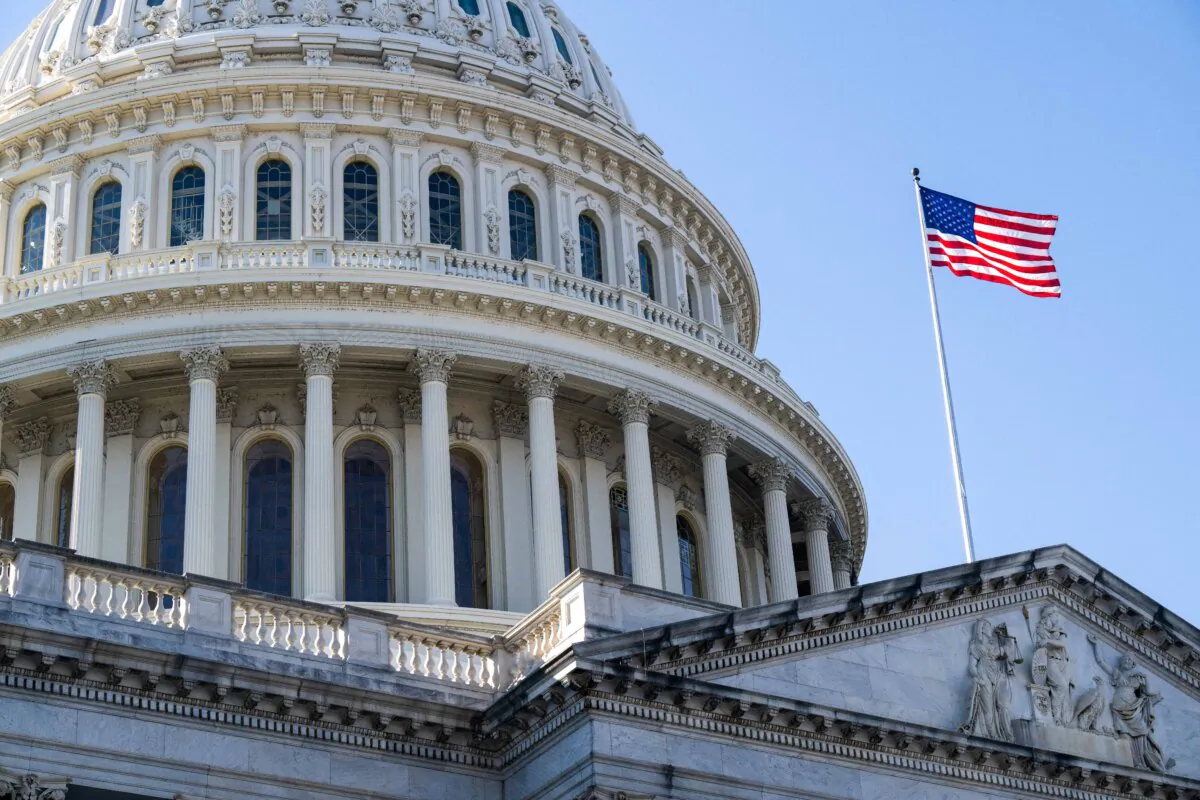 A U.S. flag flies near the dome of the U.S. Capitol in Washington, on Feb. 25, 2025. (Saul Loeb/AFP via Getty Images)
