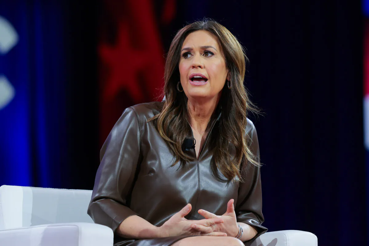 Gov. Sarah Huckabee Sanders speaks during the Conservative Political Action Conference at the Gaylord National Resort and Convention Center in Oxon Hill, Md. on Feb. 22, 2025. (Kayla Bartkowski/Getty Images)