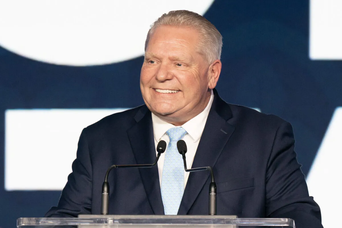 Premier and Ontario Progressive Conservative Leader Doug Ford speaks to supporters after he was re-elected as the Premier of Ontario in Toronto on Feb. 27, 2025. (The Canadian Press/Chris Young)
