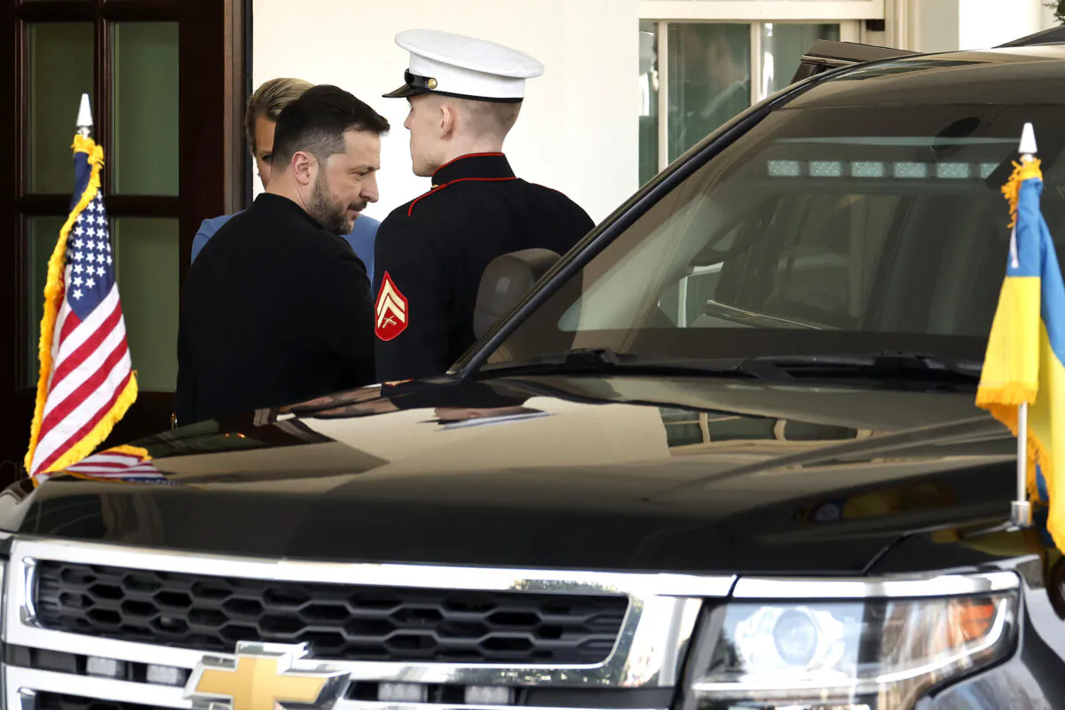 Ukrainian President Volodymyr Zelenskyy leaves the White House in Washington on Feb. 28, 2025. (Chip Somodevilla/Getty Images)