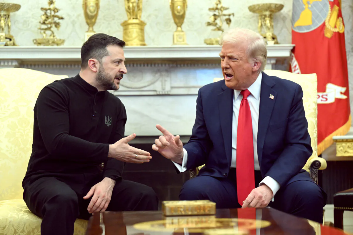 U.S. President Donald Trump and Ukraine's President Volodymyr Zelenskyy meet in the Oval Office of the White House in Washington on Feb. 28, 2025.  (Saul Loeb/AFP via Getty Images)