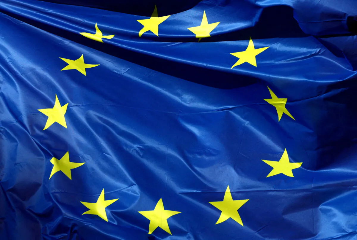 A European Union flag flutters outside the EU Commission headquarters, in Brussels, on Feb. 1, 2023. (Reuters/Yves Herman/File Photo)