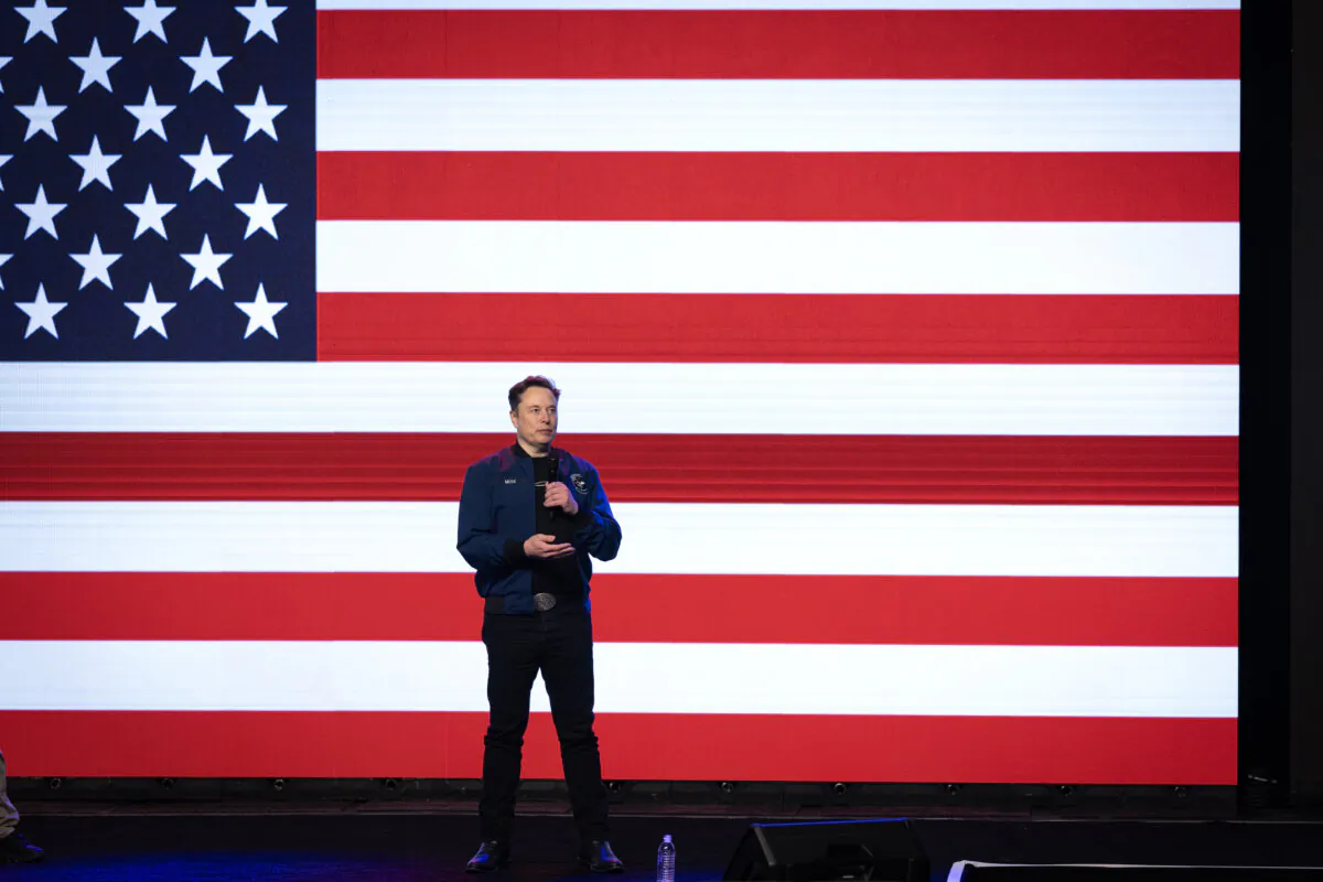 Billionaire businessman Elon Musk speaks during a town hall meeting at the KI Convention Center in Green Bay, Wis., on March 30, 2025. (Scott Olson/Getty Images)
