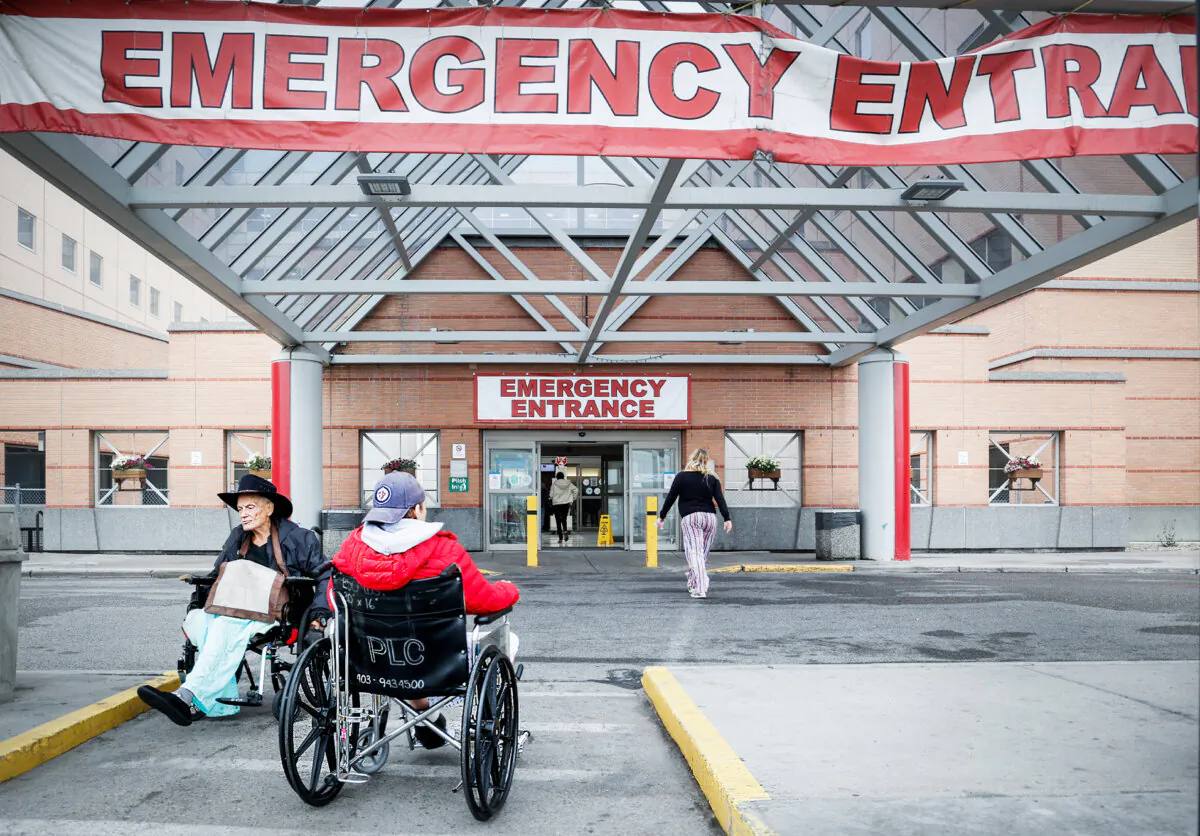 The entrance to the emergency department at a hospital is seen in Calgary in August 2023. (The Canadian Press/Jeff McIntosh)