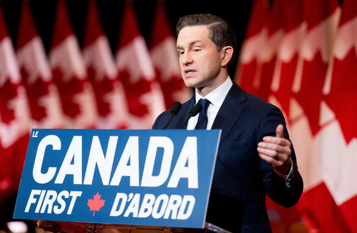 Conservative Leader Pierre Poilievre speaks during a news conference in Ottawa on March 2, 2025. (The Canadian Press/Spencer Colby)
