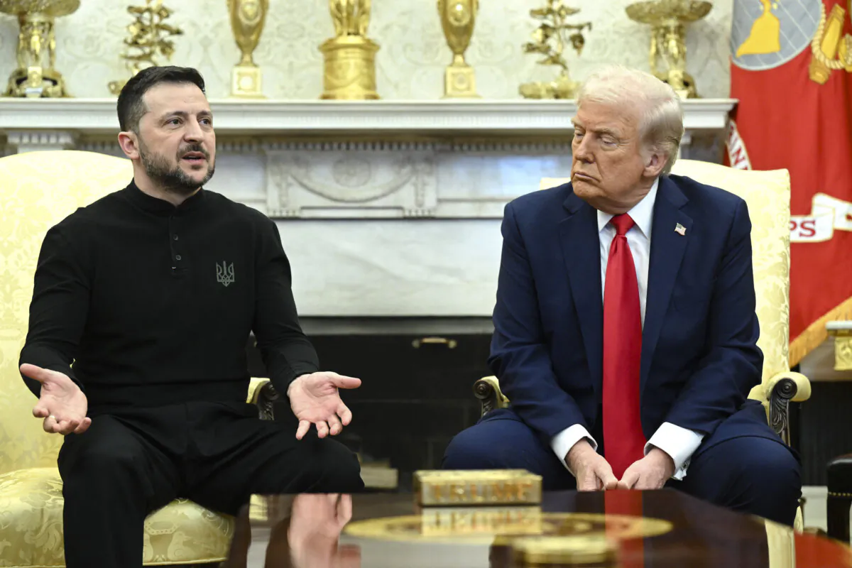 President Donald Trump and Ukraine's President Volodymyr Zelenskyy meet in the Oval Office of the White House on Feb. 28, 2025. (Saul Loeb/AFP via Getty Images)