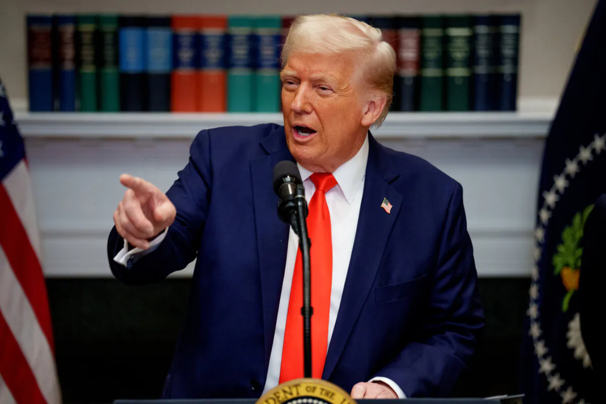 President Donald Trump takes a question from a reporter in the Roosevelt Room of the White House on March 3, 2025. (Andrew Harnik/Getty Images)