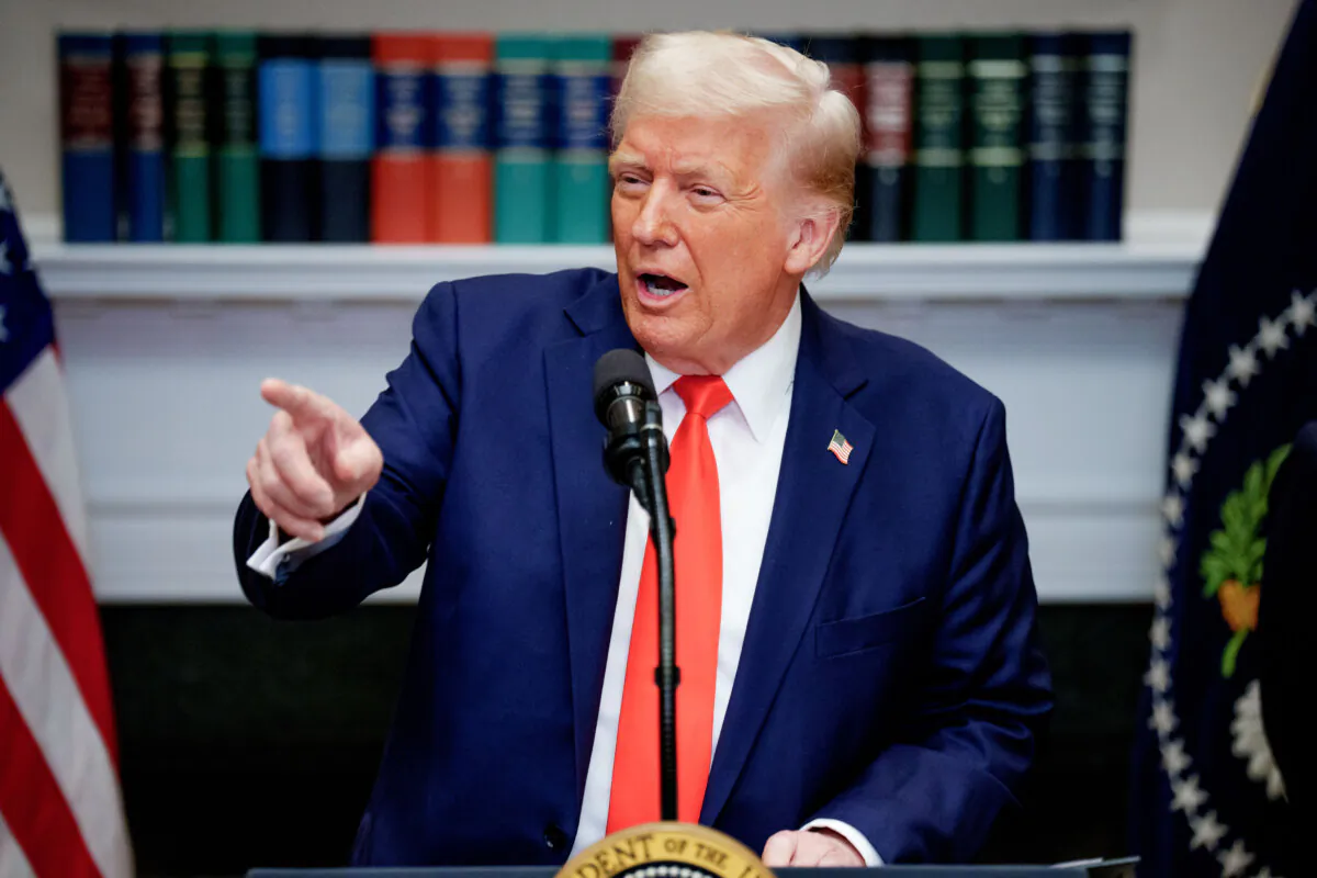 President Donald Trump takes a question from a reporter in the Roosevelt Room of the White House on March 3, 2025. (Andrew Harnik/Getty Images)