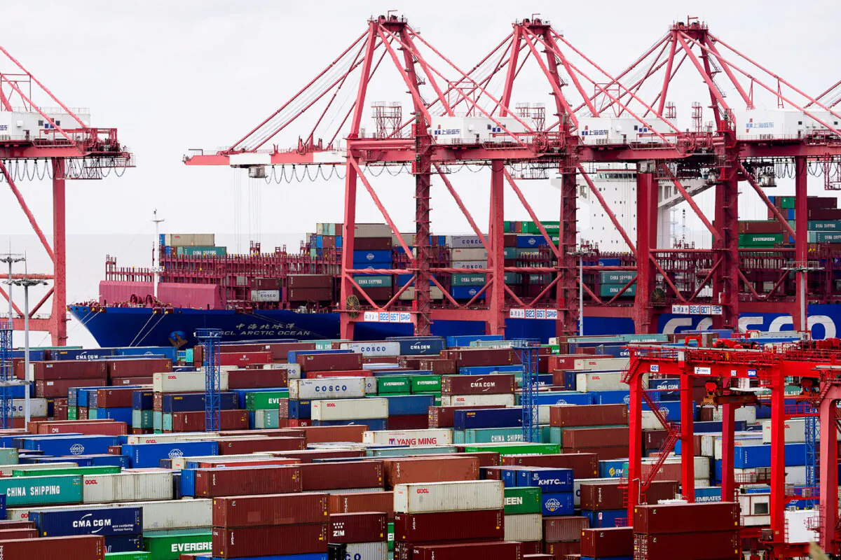 Containers at the Yangshan Deep Water Port in Shanghai on Oct. 19, 2020. (Aly Song/Reuters)