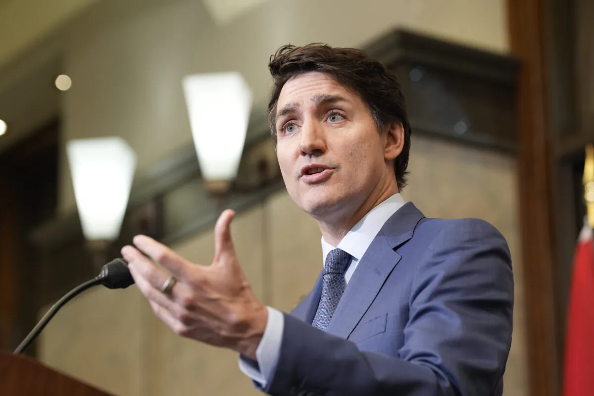 Then-Prime Minister Justin Trudeau holds a news conference on U.S. tariffs in Ottawa on March 4, 2025. (The Canadian Press/Adrian Wyld)
