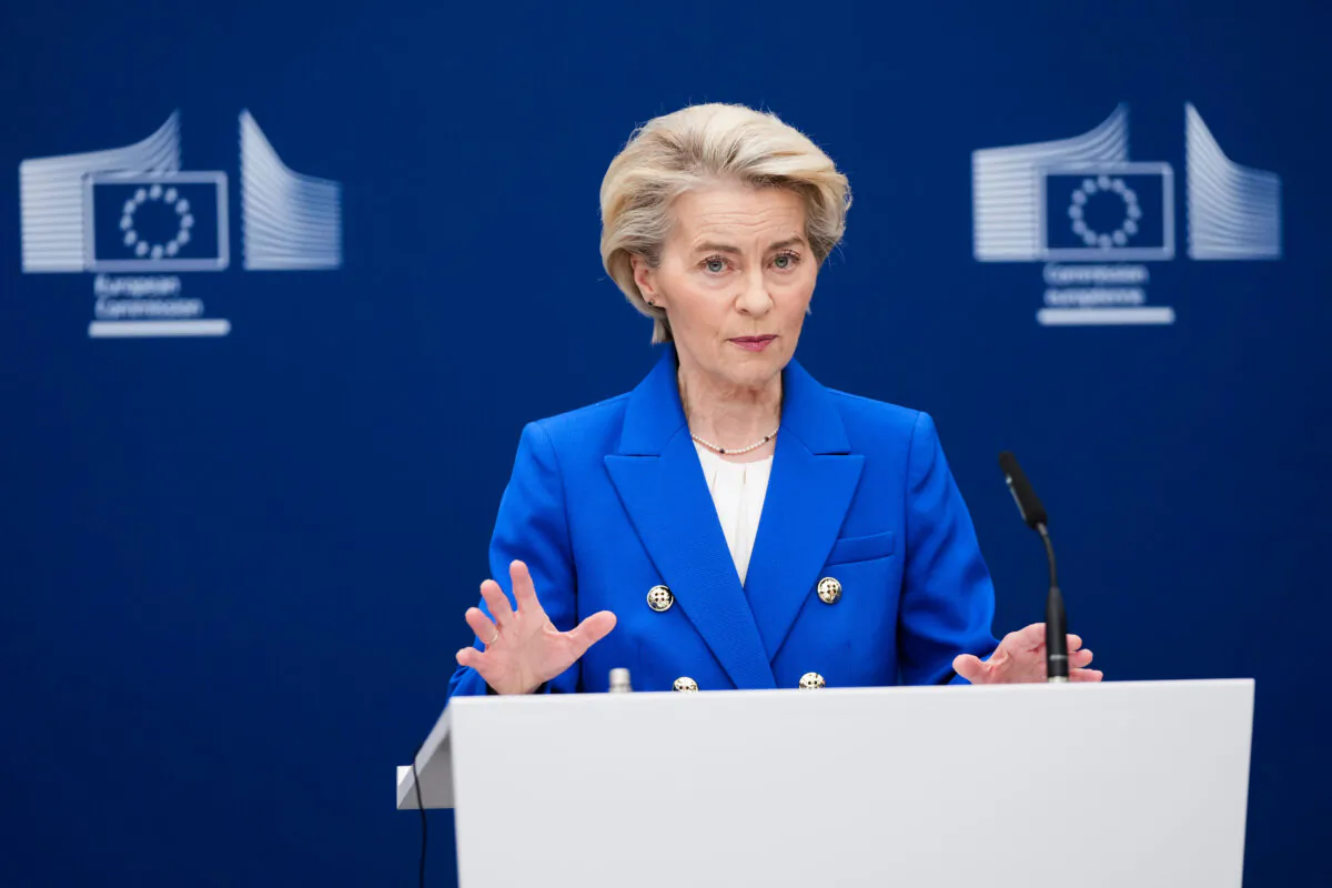 European Commission President Ursula von der Leyen unveils her Rearm Europe plan at EU headquarters in Brussels, on March 4, 2025. (Virginia Mayo/AP)