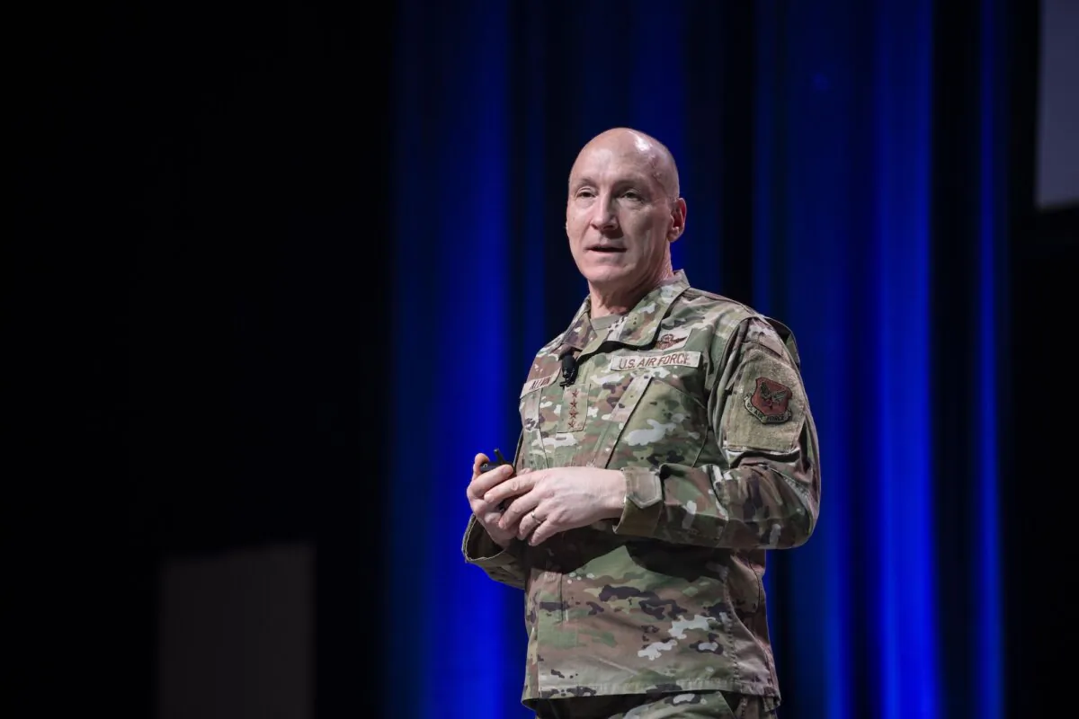 Air Force Chief of Staff Gen. David Allvin speaks during a keynote address at the Air and Space Forces Association Warfare Symposium in Aurora, Colo., on March 3, 2025. (Courtesy of U.S. Air Force/photo by Staff Sgt. Adam R. Shanks)