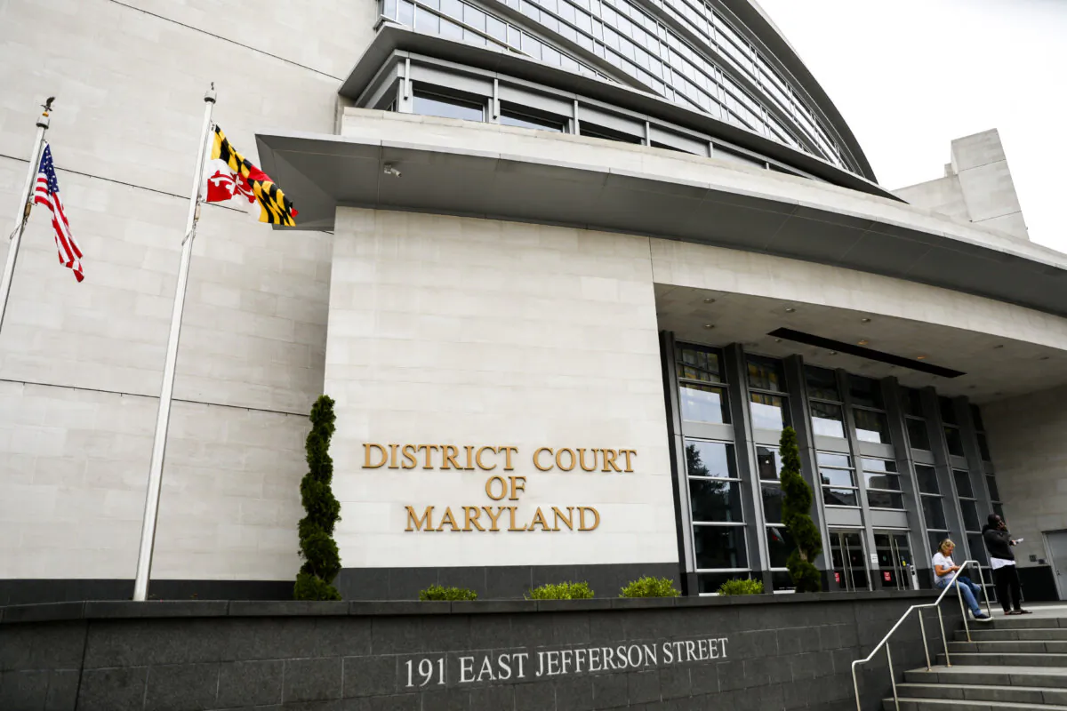 The District Court of Maryland building in Rockville, Md., on Sept. 13, 2019. (Charlotte Cuthbertson/The Epoch Times)
