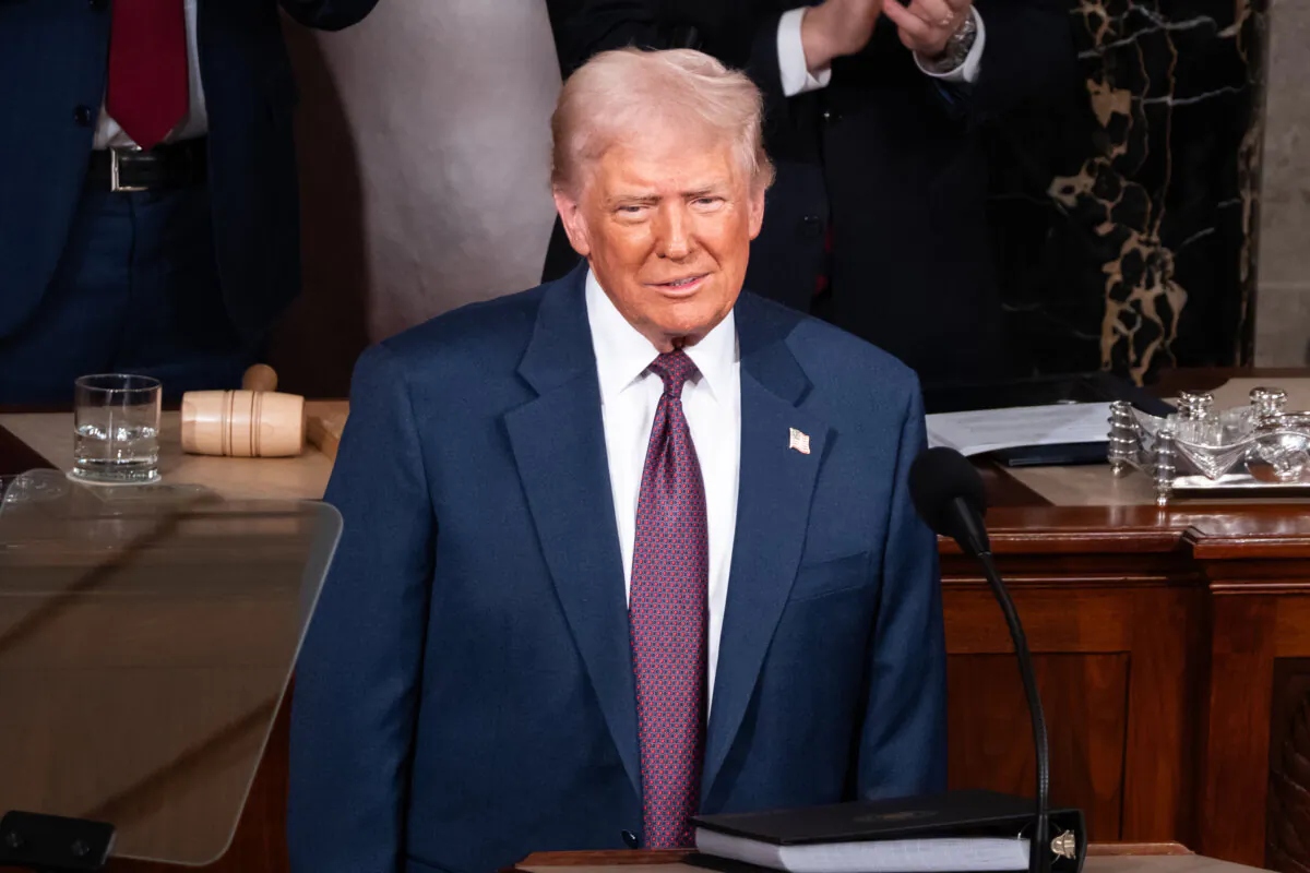 President Donald Trump addresses a joint session of Congress in the House Chamber on Capitol Hill on March 4, 2025. (Madalina Vasiliu/The Epoch Times)