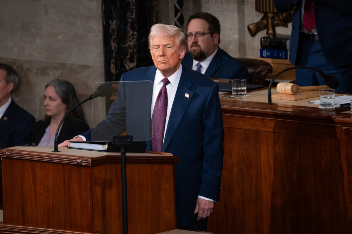 President Donald Trump addresses a joint session of Congress in the House Chamber on Capitol Hill in Washington on March 4, 2025. (Madalina Vasiliu/The Epoch Times)