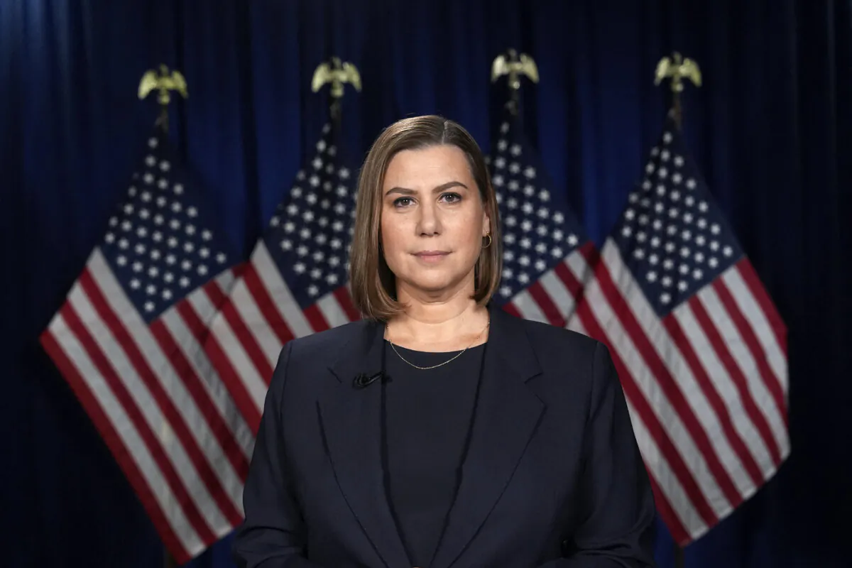Sen. Elissa Slotkin (D-Mich.) rehearses the Democratic response to President Donald Trump’s address to a joint session of congress, in Wyandotte, Mich., on March 4, 2025. (Paul Sancya/Pool/AFP via Getty Images)