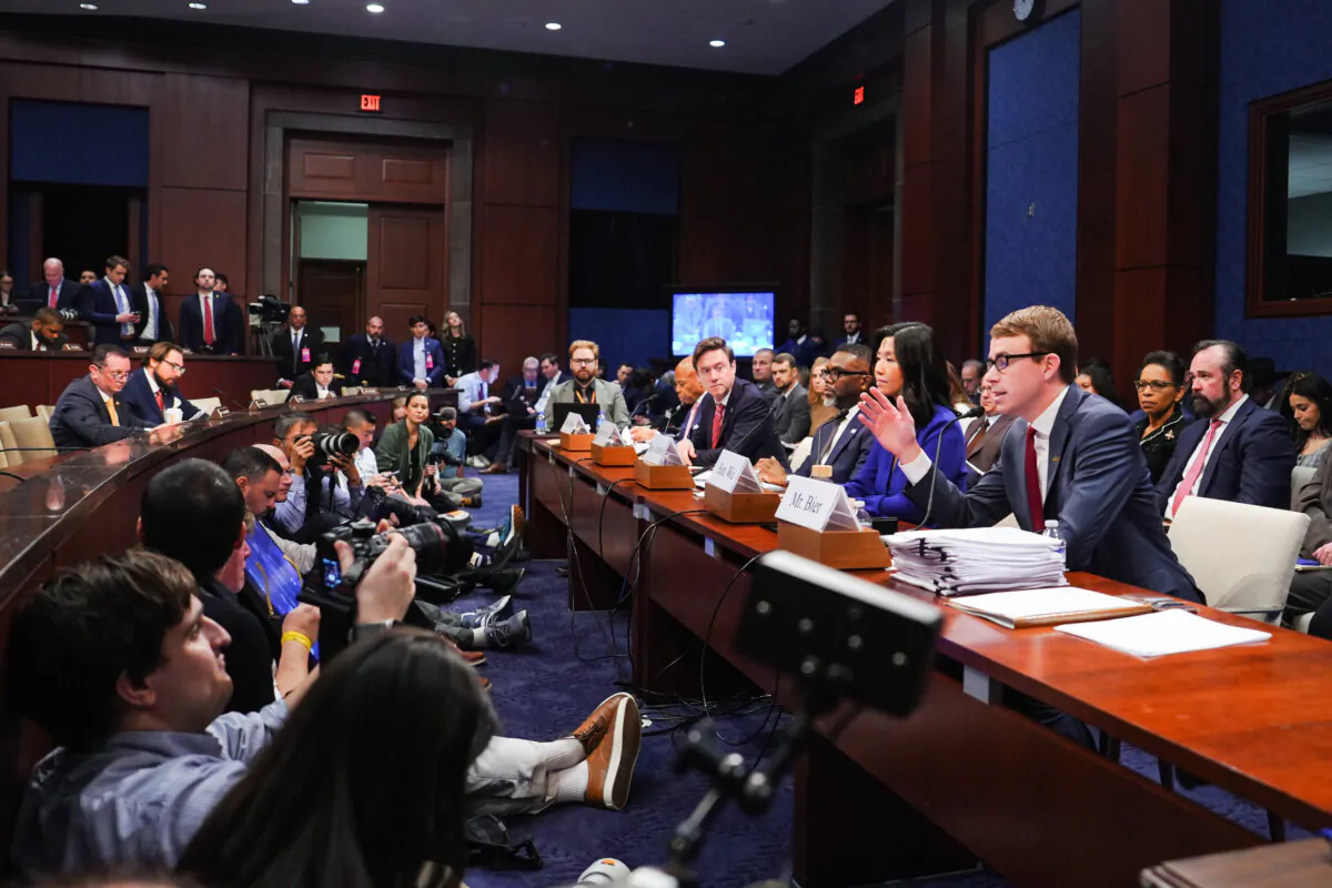 Sanctuary city mayors at a Committee on Oversight and Government Reform hearing on Capitol Hill in Washington on March 5, 2025. (Madalina Vasiliu/The Epoch Times)