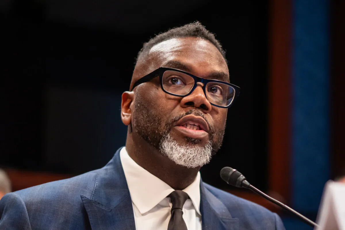 Chicago Mayor Brandon Johnson testifies before the Committee on Oversight and Government Reform on Capitol Hill in Washington on March 5, 2025. (Madalina Vasiliu/The Epoch Times)