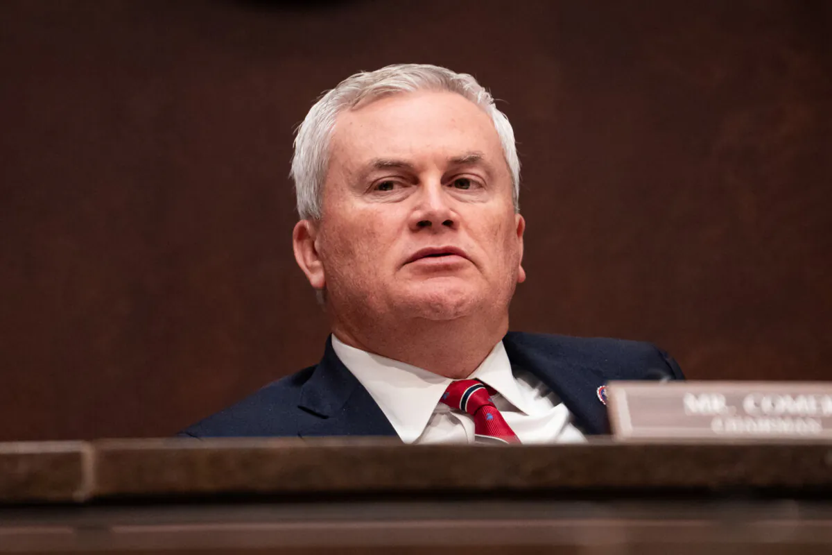 Chairman of the House Oversight Committee, Rep. James Comer (R-Ky.) presides over a hearing on Capitol Hill in Washington on March 5, 2025. (Madalina Vasiliu/The Epoch Times)