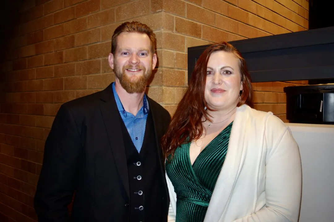 Steven and Chelsea Taylor at the Shen Yun Performing Arts performance at Morrison Center for the Performing Arts on March 5, 2025. (Lily Yu/The Epoch Times)