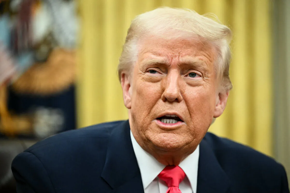 President Donald Trump speaks as he prepares to sign executive orders in the Oval Office on March 6, 2025. (Mandel Ngan/AFP via Getty Images)