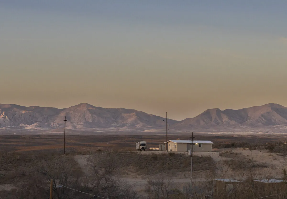 The sun sets outside of Tombstone, Ariz., on March 5, 2025. (John Fredricks/The Epoch Times)