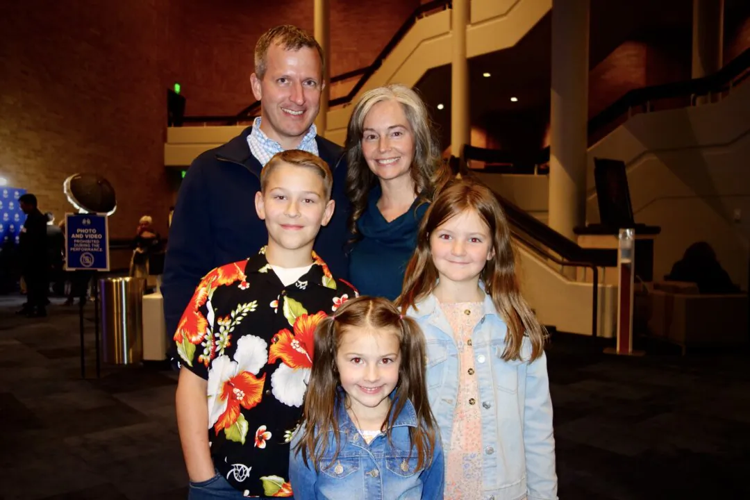 Dave and Lisa Knowles and their family at the Shen Yun Performing Arts performance at Morrison Center for the Performing Arts on March 6, 2025. (Lily Yu/The Epoch Times)