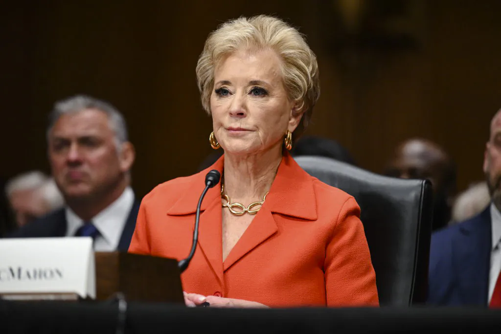 Linda McMahon testifies before the Senate Health, Education, Labor, and Pensions Committee on her nomination to serve as Education Secretary, on Capitol Hill, on Feb. 13, 2025. (Saul Loeb/AFP via Getty Images)