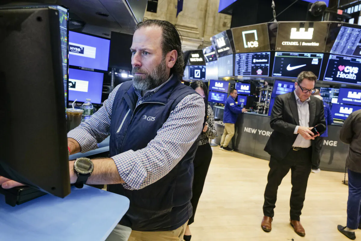 Traders work on the floor of the New York Stock Exchange in New York City on March 7, 2025. (Spencer Platt/Getty Images)