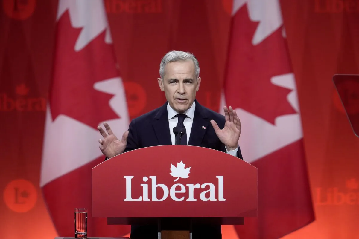 Mark Carney speaks at the Liberal leadership event in Ottawa after being elected leader on March 9, 2025. (The Canadian Press/Adrian Wyld)