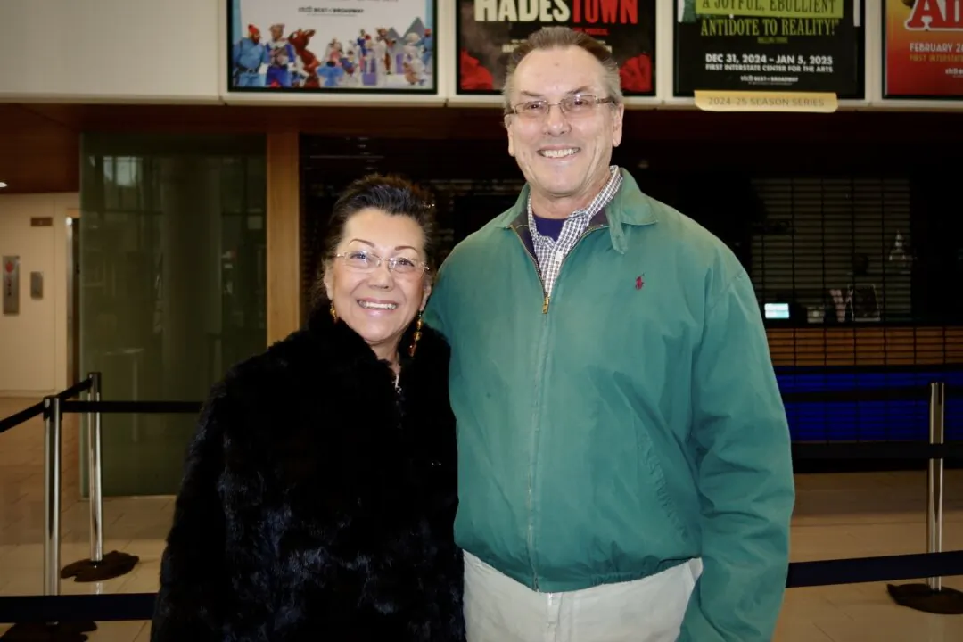 Julia and Glenn Anderson at the Shen Yun Performing Arts performance at First Interstate Center for the Arts, in Spokane, on March 9, 2025. (Frank Zhang/The Epoch Times)