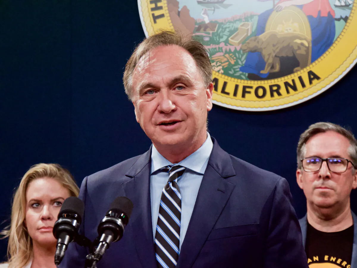 Assemblyman Rick Chavez Zbur speaks at a press conference on April 30, 2024. (Travis Gillmore/The Epoch Times)