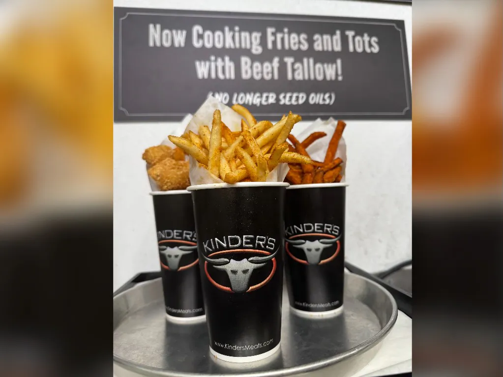 Fries, sweet potato fries, and tater tots cooked in beef tallow. (Courtesy of Justin Kinder)